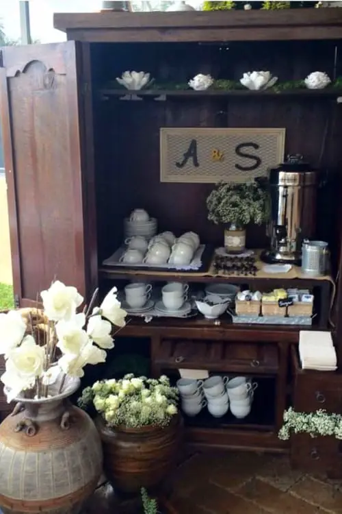 Repurposed china cabinet hutch redo ideas we LOVE - this refurbished china cabinet is now a GORGEOUS coffee bar!