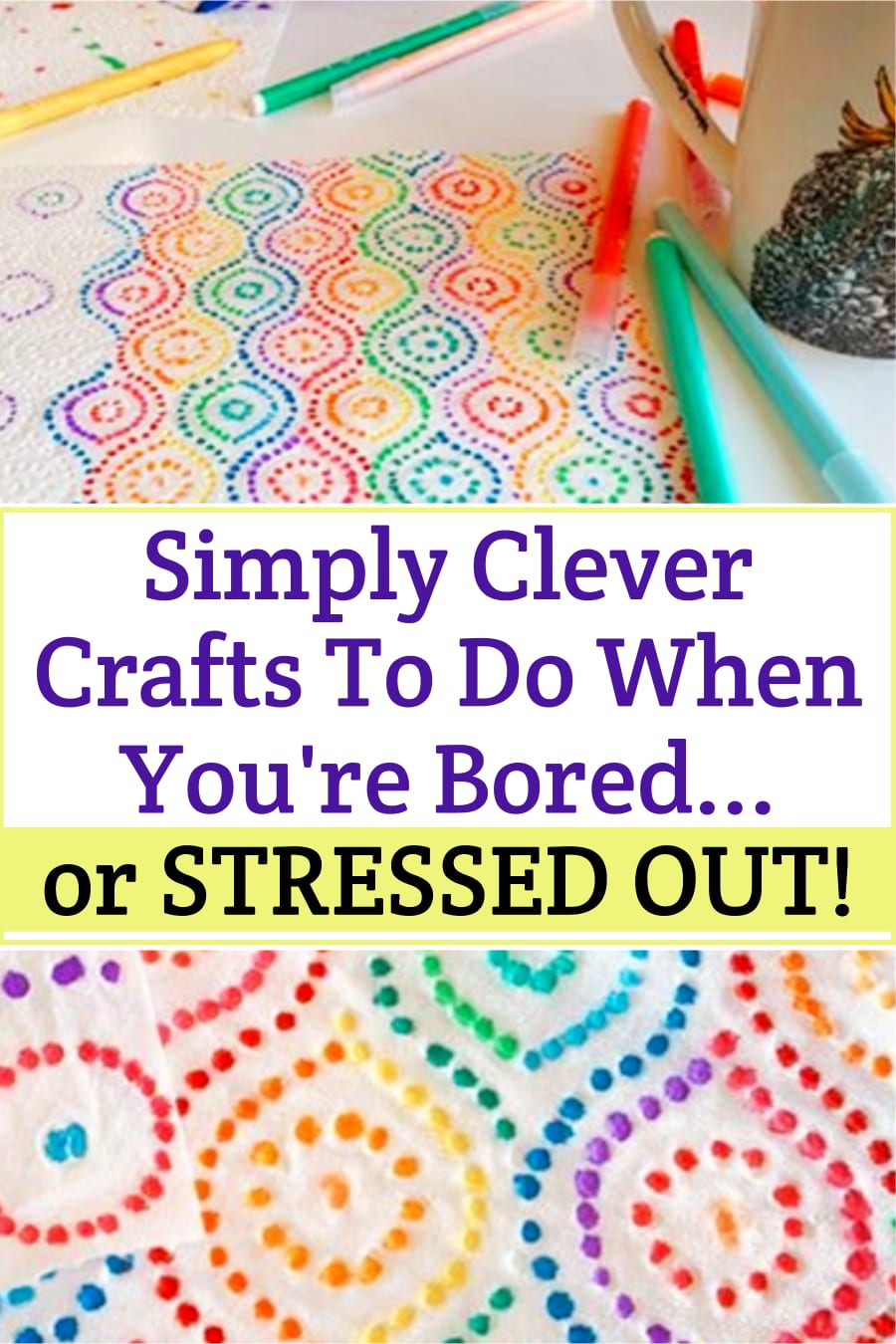 5 Minute Craft Projects To Do When You're BORED! Try these fun crafts to do when you're bored at home with a friend - paper towel coloring craft with markers