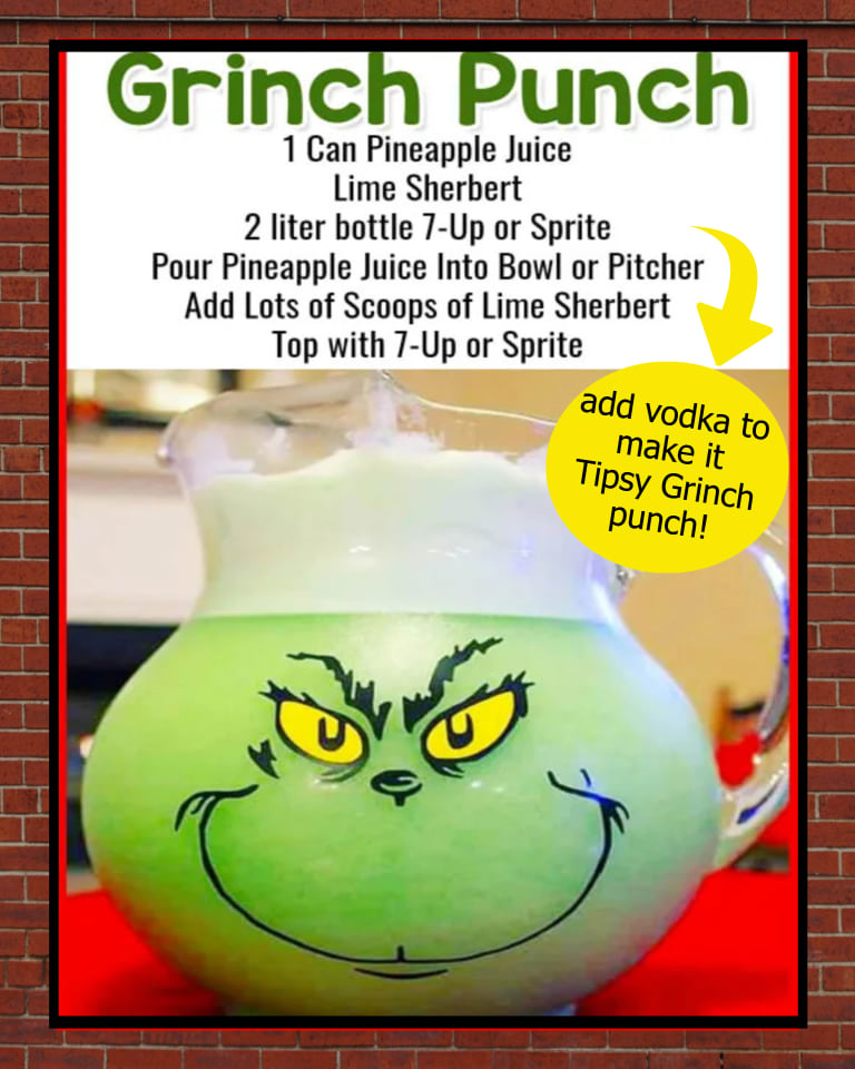 Grinch Punch Recipe for Christmas - spiked Grinch punch for Tipsy Grinch Punch or without algohol too