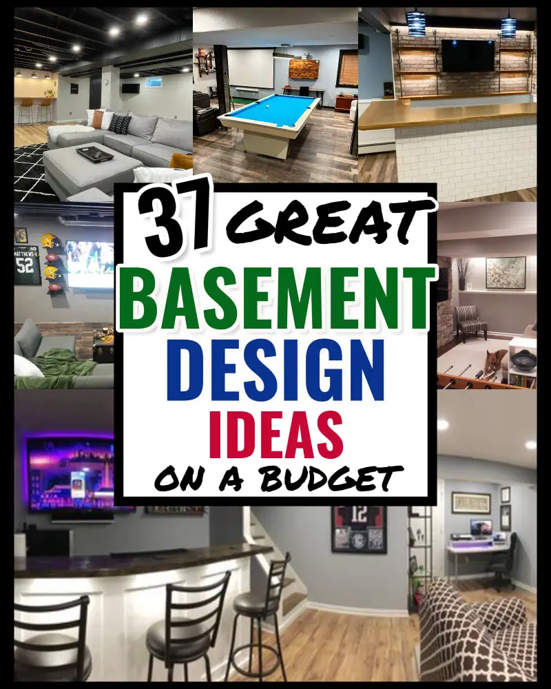 small finished basement ideas - 7 great basement design ideas and DIY cool basement ideas for a cheap and simple modern basement makeover - before and after from unfinished to inexpensive remodel renovation finishing - basement man cave, living room, home office, game room, bedroom, basement bar, pool table game room, small basement apartment with kitchen and bathroom and more pictures of small basement ideas on a budget.