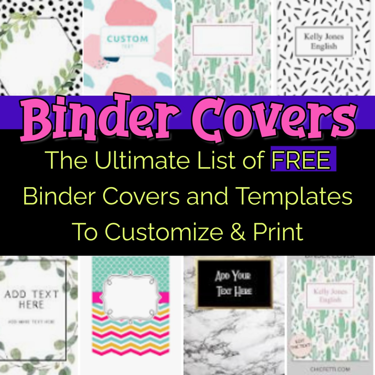 Binder Covers-Free Printable Binder Covers and Templates to Print - Binder Covers for school, Cute Binder Covers, Editable Binder Covers DIY, Black and White, Simple Professional and Business, binder covers for teachers and more free printable binder covers