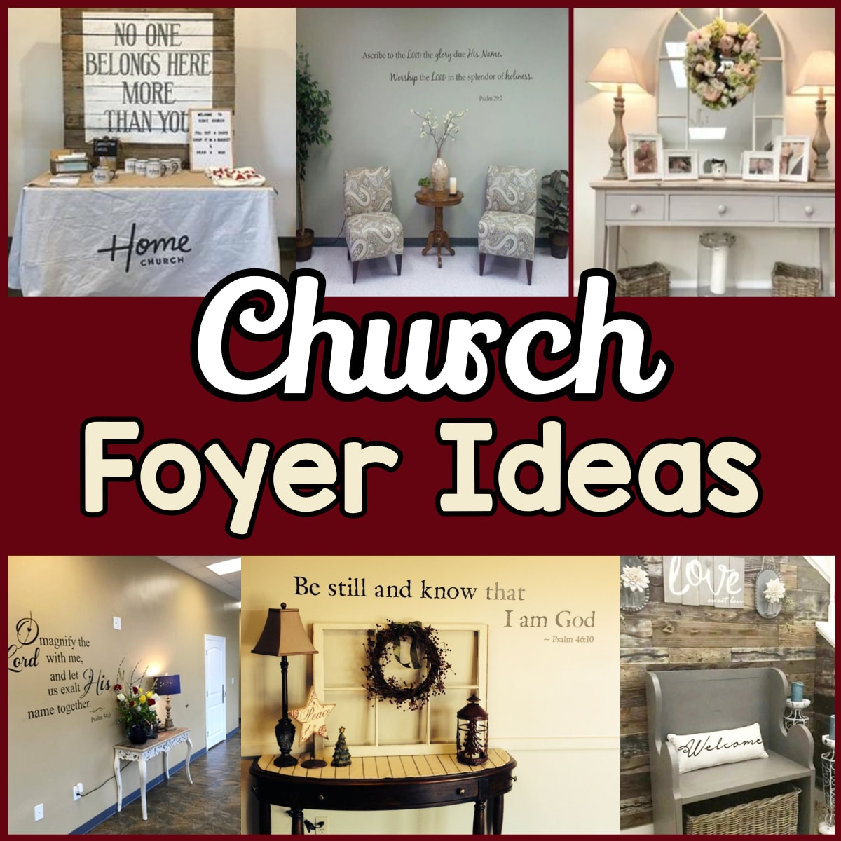 Church foyer ideas for decorating a small church foyer - signage and furniture ideas too