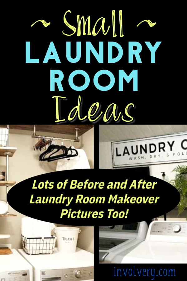 Tiny Laundry Room? Look at these very small laundry room ideas and photos for an inexpensive DIY small laundry room update - before after pictures too