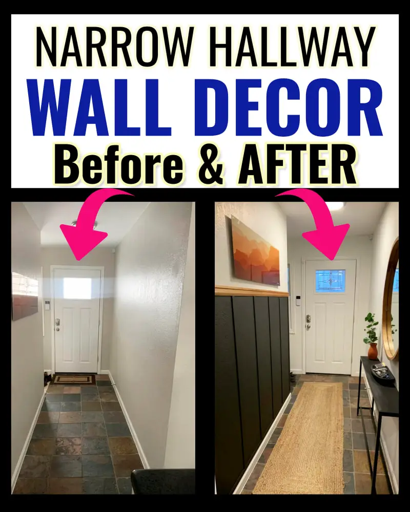 hallway wall decor ideas before and after pictures-redecorating a narrow foyer entryway wall on a budget
