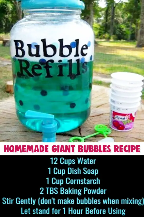 Homemade Bubbles to make giant bubbles at home - giant bubble recipe for making homemade bubbles for kids this suumer. This Dawn dish soap bubble recipe mixture is the best bubble mix recipe I've found.