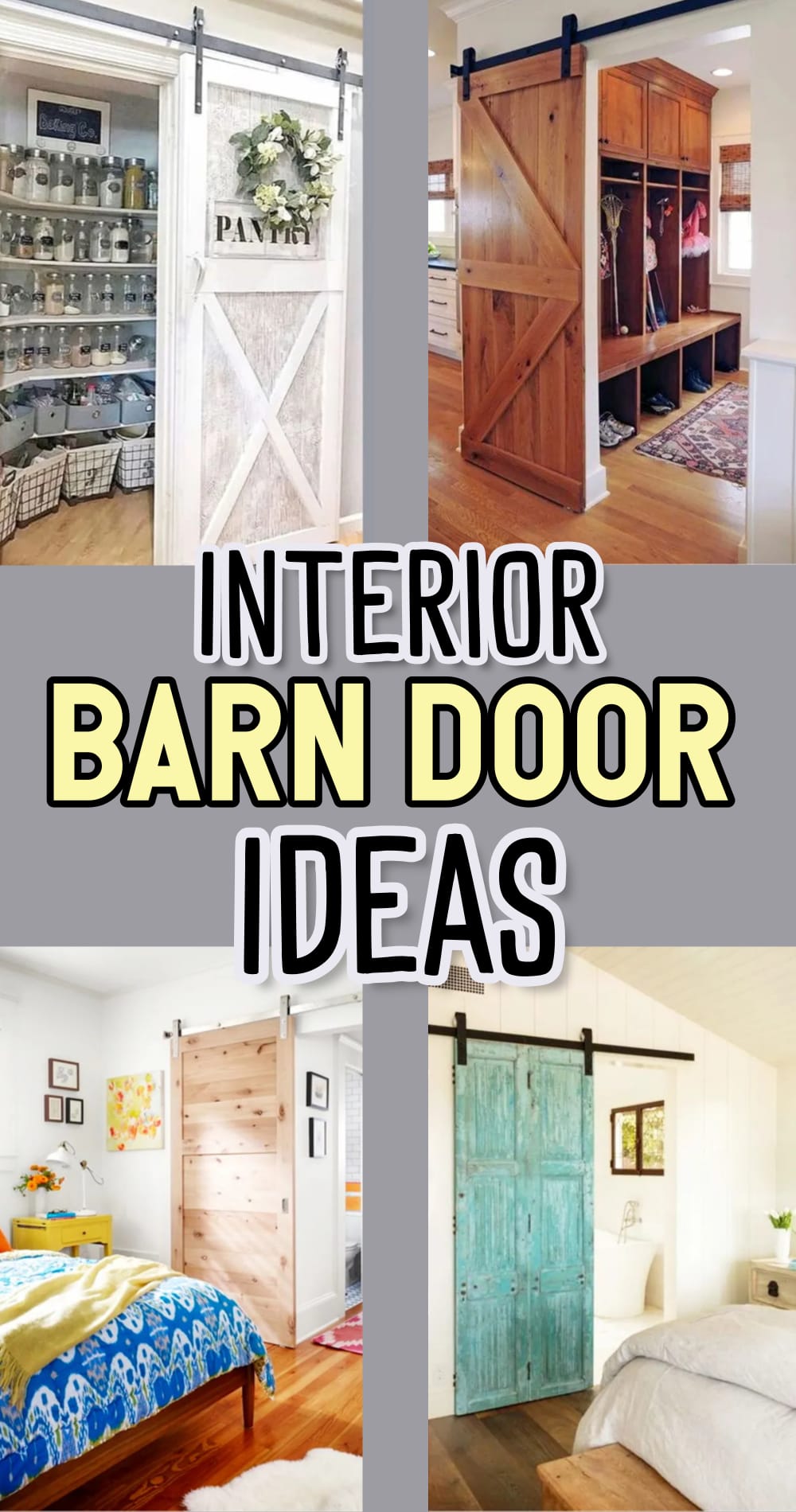 Barn Door Ideas Pictures - Interior Sliding Pantry Barn Door in Farmhouse Style, Mudroom Barn Door, Bedroom Sliding Barn-Style Door and Bathroom Barn Door For Privacy in Blue Teal Paint Color