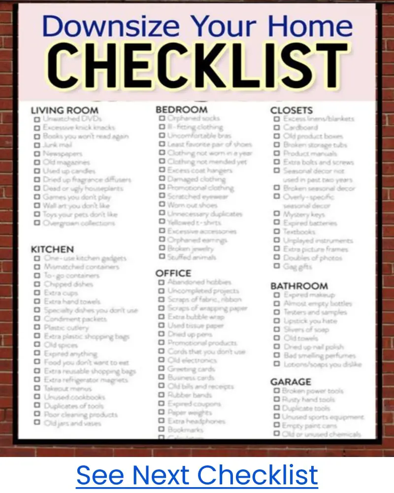 House Decluttering Plan Checklist to Declutter and Downsize Your Home
