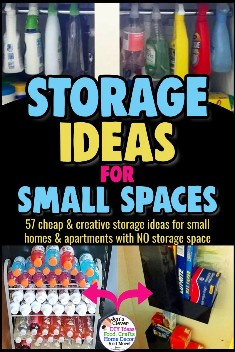 Storage ideas for small spaces and small apartment storage solutions - how to organize a small house with NO storage space - from the bedroom to the kitchen, these DIY storage ideas are perfect if you're on a budget