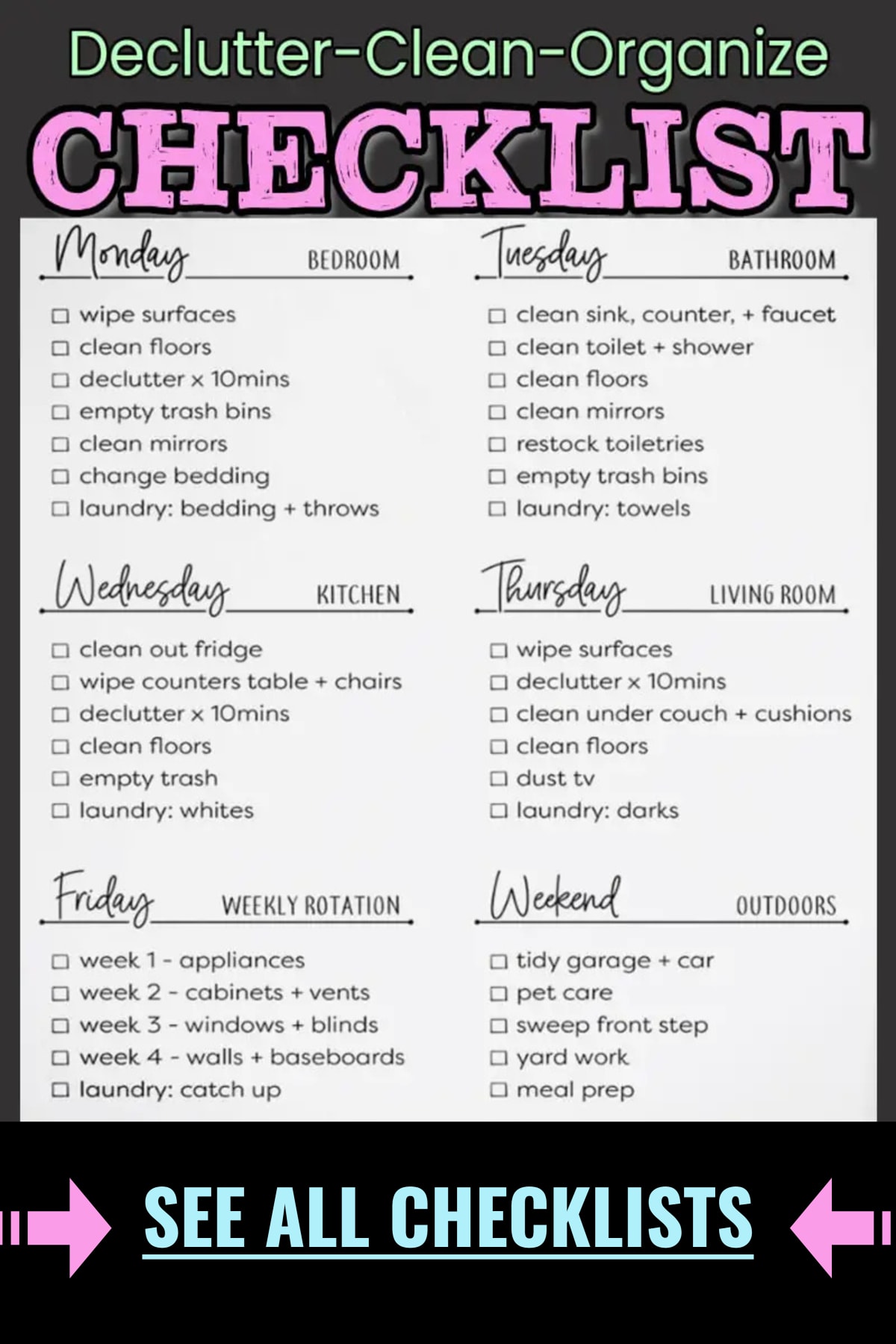Declutter Your Life Checklists