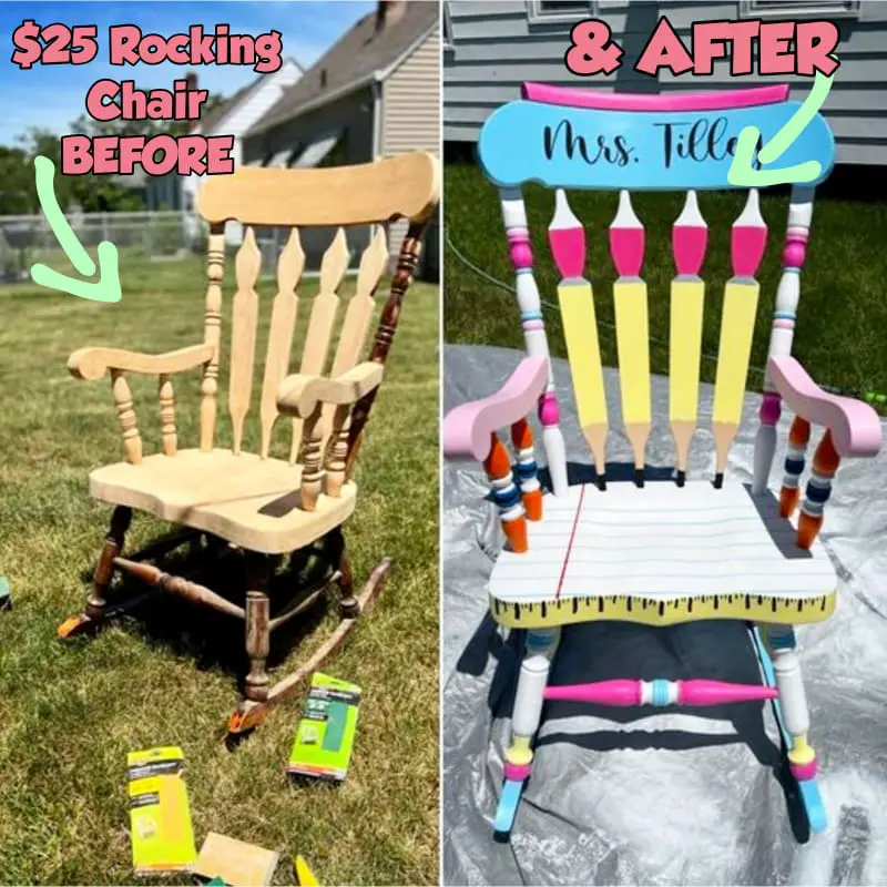 Teacher rocking chair before and after