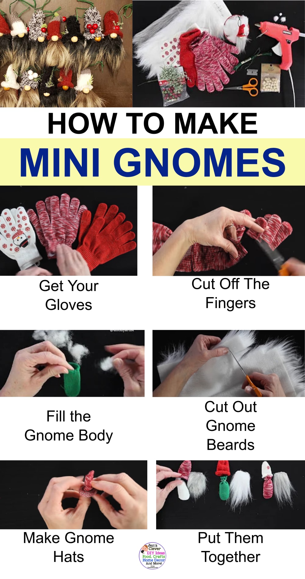 DIY gnome ornaments instructions - how to make mini Christmas gnome ornaments step by step