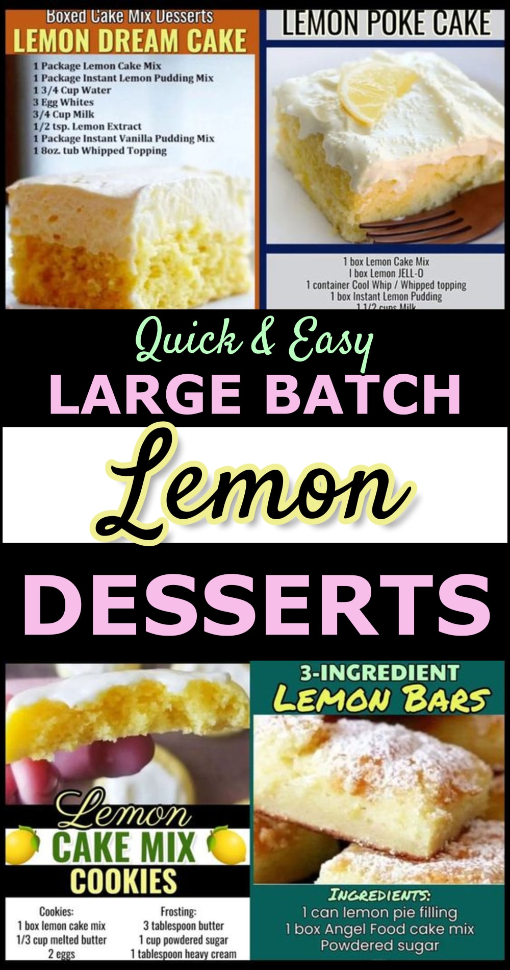 Easy large batch desserts with doctored lemon cake mix - perfect for a potluck crowd, church luncheon, or work party at your office.