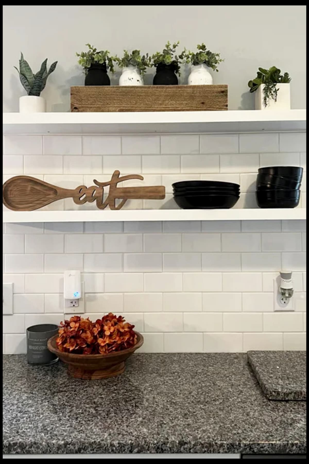 decorating with fake plants kitchen shelves