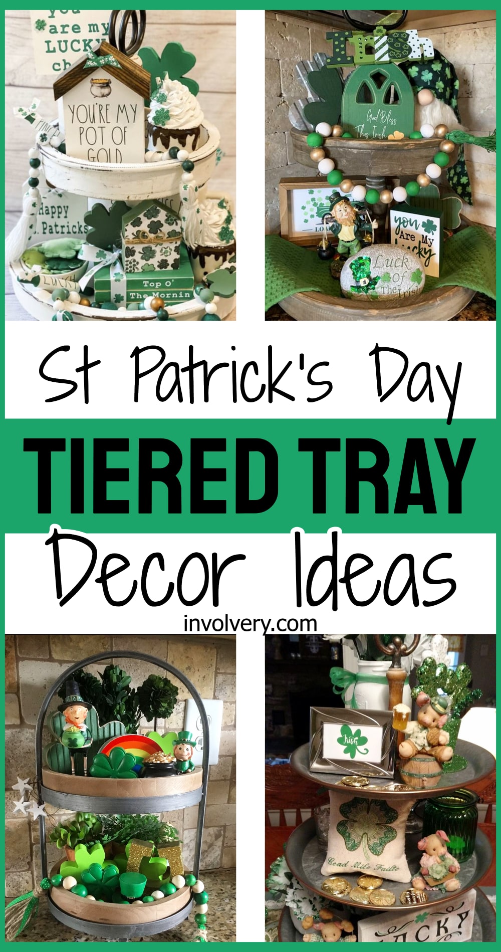 St Patricks Day tiered tray decor ideas