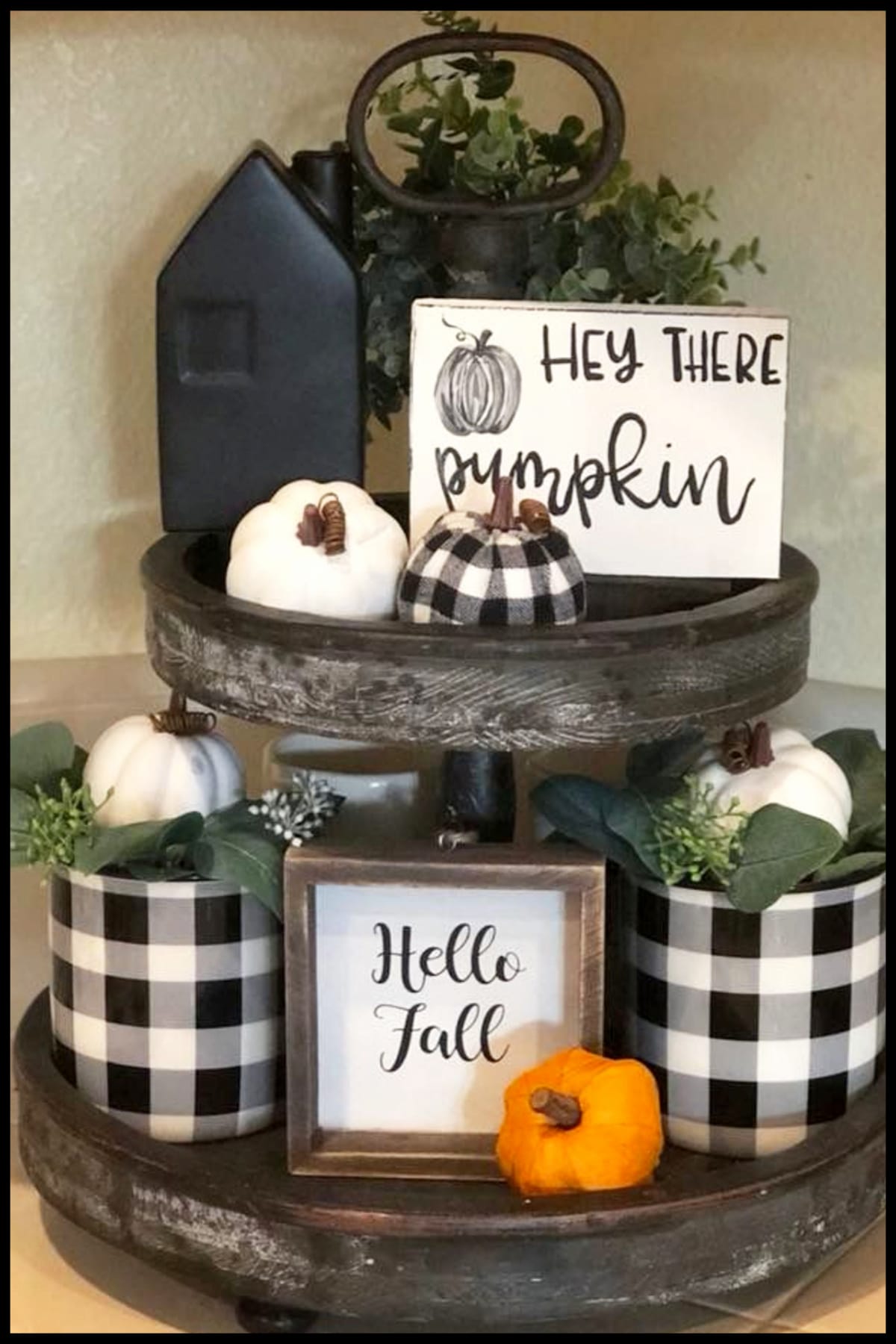 tiered tray decor ideas for Fall / Autumn - wooden tray decoration ideas